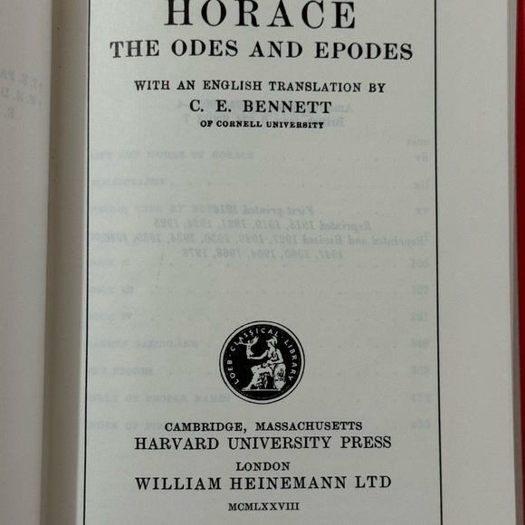 Loeb Classical Library - Horace: Odes and Epodes - Picture 4 of 8